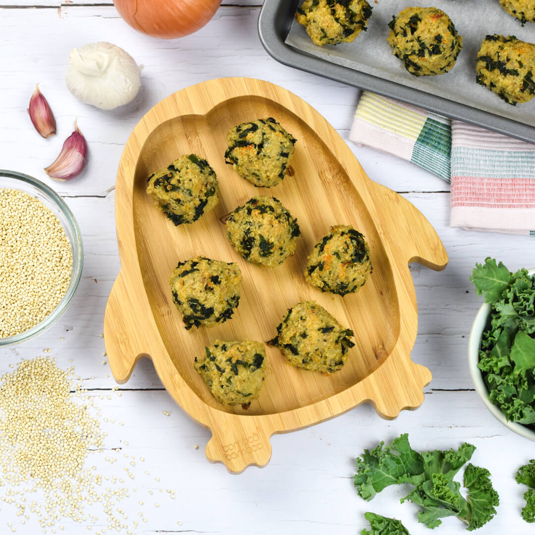 A serving of quinoa and kale bites