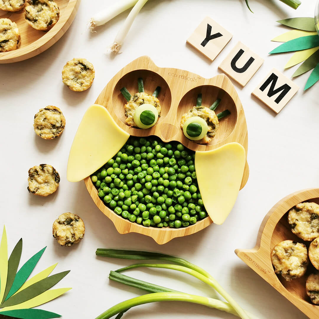Quinoa bites served with peas