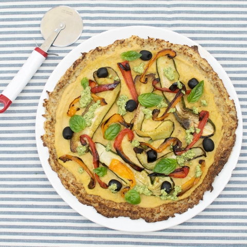 Roasted Veggie Cauliflower Pizza